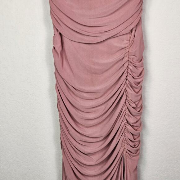 Lulus Revel Romance Formal Dress Size S Off Shoulder Rose Long Maxi Ruched Mesh - Picture 12 of 16